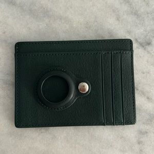 Genuine leather green AirTag wallet